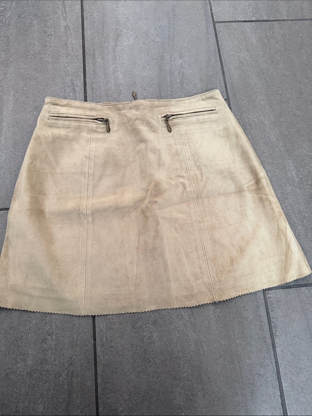 Kenneth Cole Beige Suede A-Line Mini Skirt